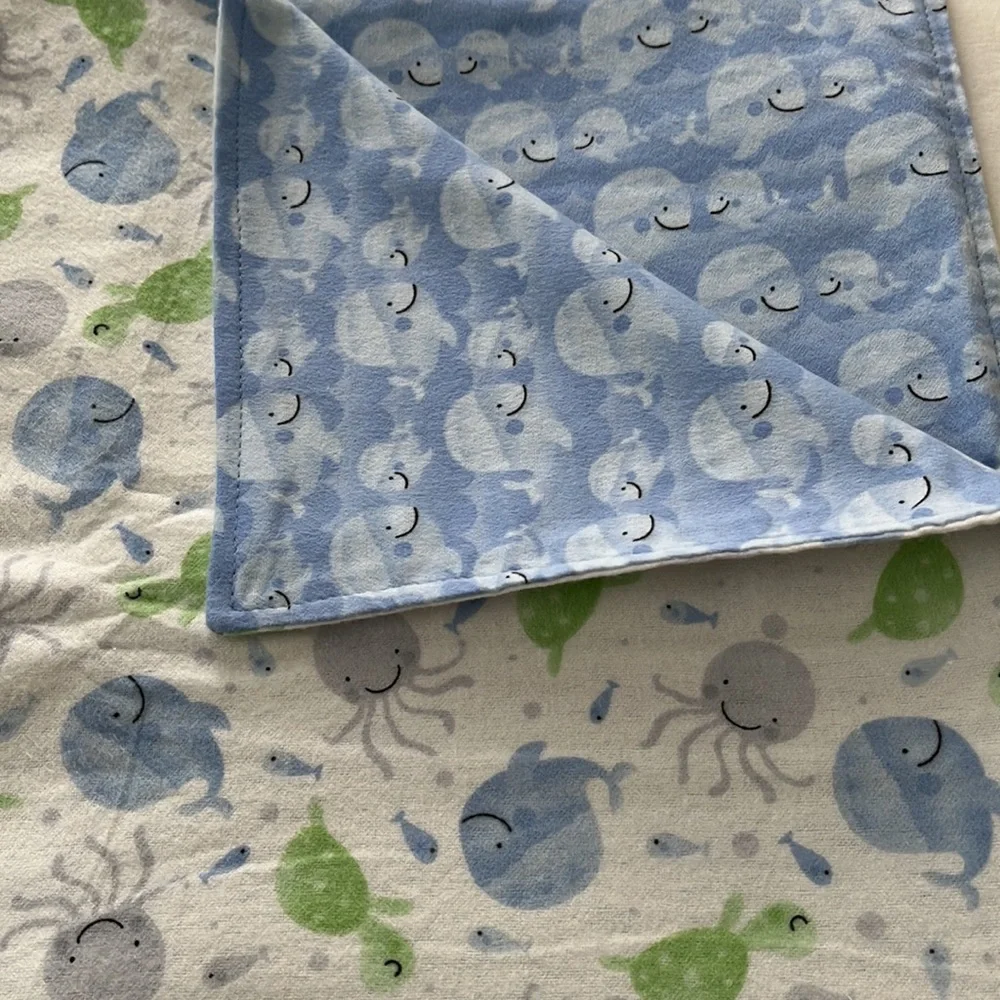 Sea life baby flannel receiving blanket - Picture 3 of 8